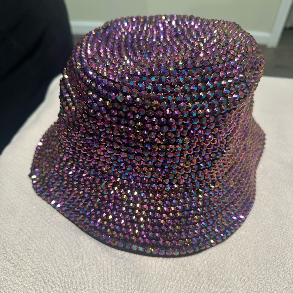 AKIRA Pink Rhinestone Bucket Hat